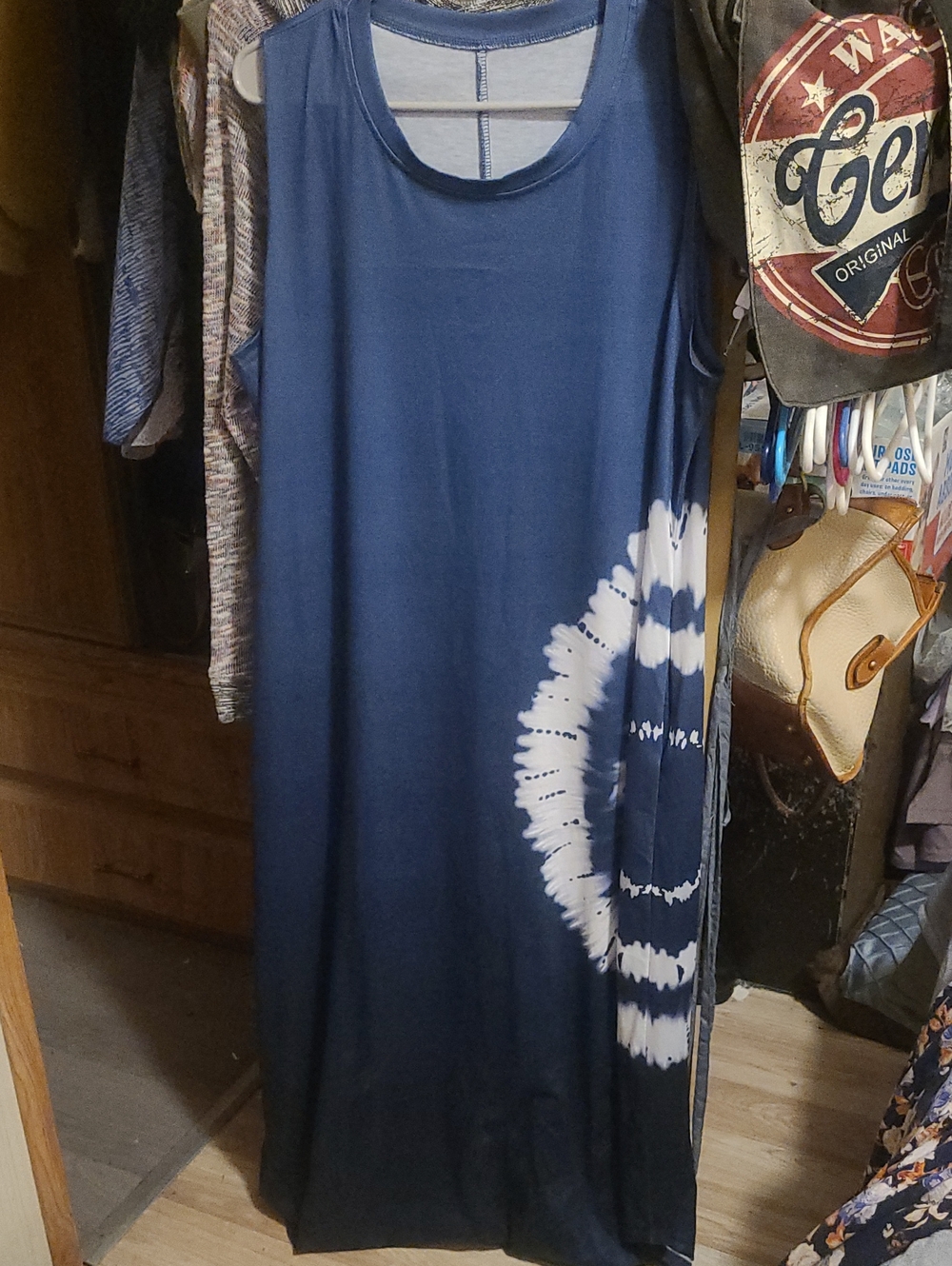 Sleeveless Tie-Dye Maxi Dress - Blue